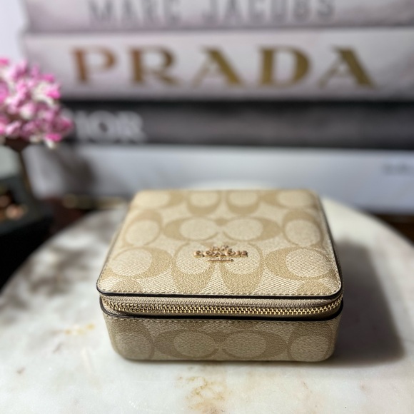 SOLD Coach NWT Jewelry Box In Signature Canvas - Picture 6 of 7